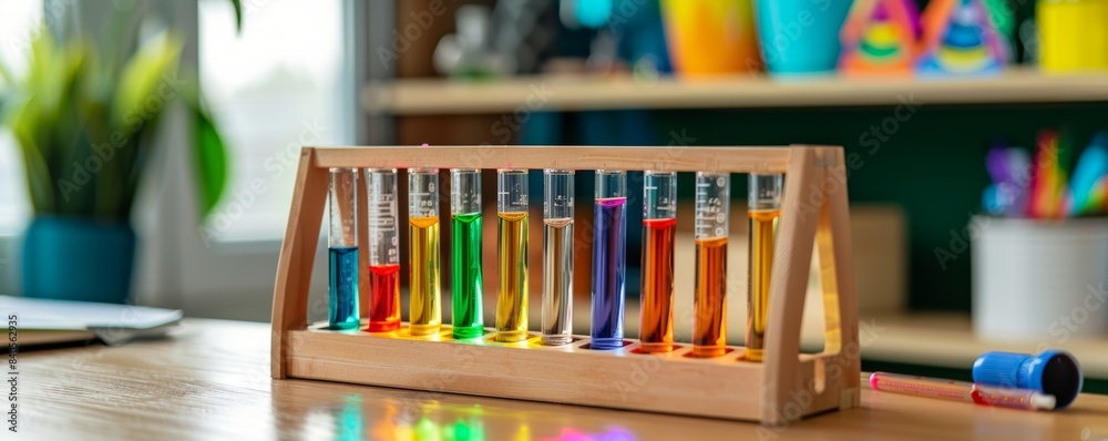 Chemistry experiment performed by a young teacher during science class. Chemistry experiment performed by a young teacher during science class.