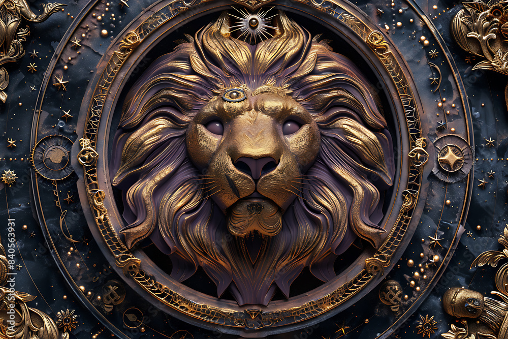 A stunning illustration of the zodiac sign Leo, featuring intricate details and vibrant colors that highlight its majestic symbolism. A stunning illustration of the zodiac sign Leo, featuring intricate details and vibrant colors that highlight its majestic symbolism.