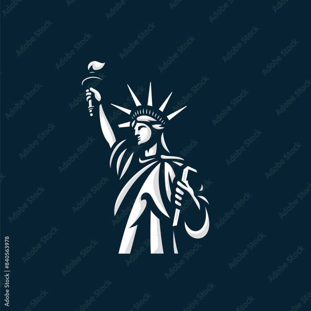 Naklejka premium Statue liberty logo vector. EPS 10 editable vector