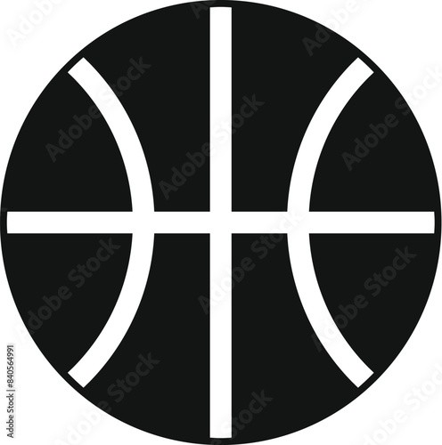 Simplified basketball icon in black and white for graphic design and logos