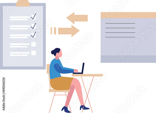 A female is converting a checklist into a document file.