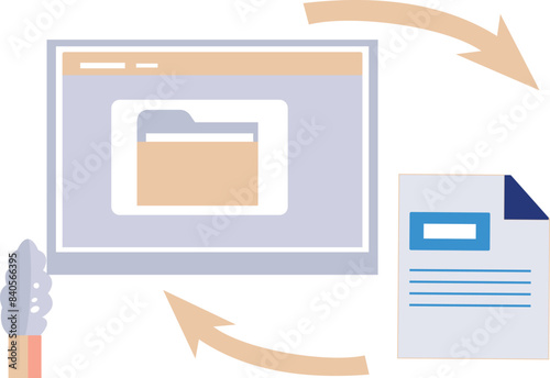 A folder is converting data into a document.