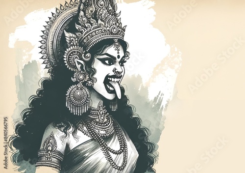 Illustration of a goddess for bonalu. photo