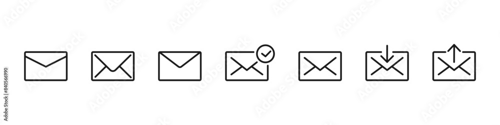 Mail icon set. Email and letters icons. Vector illustration Mail icon set. Email and letters icons. Vector illustration