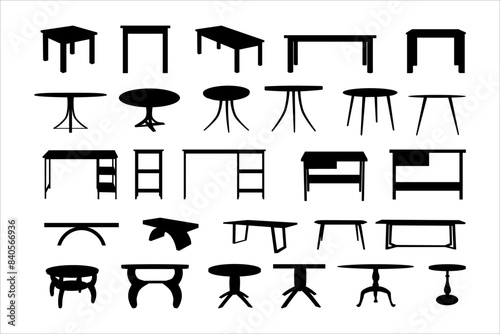 Collection of table silhouette templates. Editable vector illustration in EPS.10