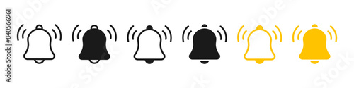 Notification bell icon set. Incoming inbox message. Ringing bells. Vector