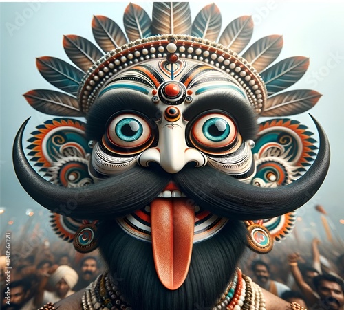 Illustration for bonalu with a traditional face mask. photo