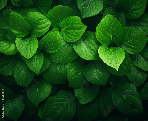 Nature background, Leaf wallpaper, Light green background, green fresh background, GenarativeAI, cartoon style