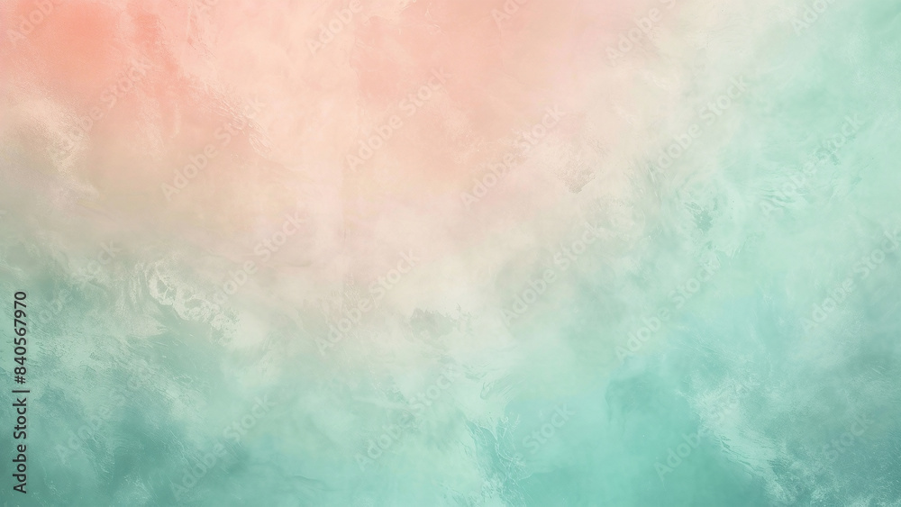 Fototapeta premium Serene Pastel Skies: A Coral and Mint Watercolor Wash Background