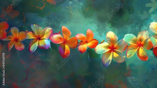 radiant hawaiian frangipani flower lei necklace tropical floral symbol of aloha digital painting © Bijac