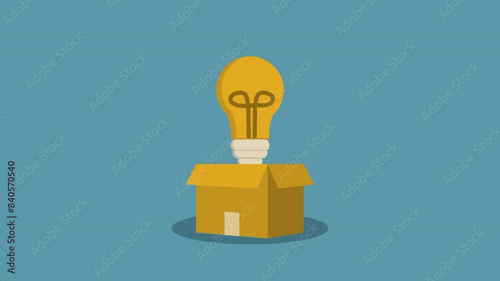 light bulb coming out of cardboard box, idea and creativity concept light bulb coming out of cardboard box, idea and creativity concept