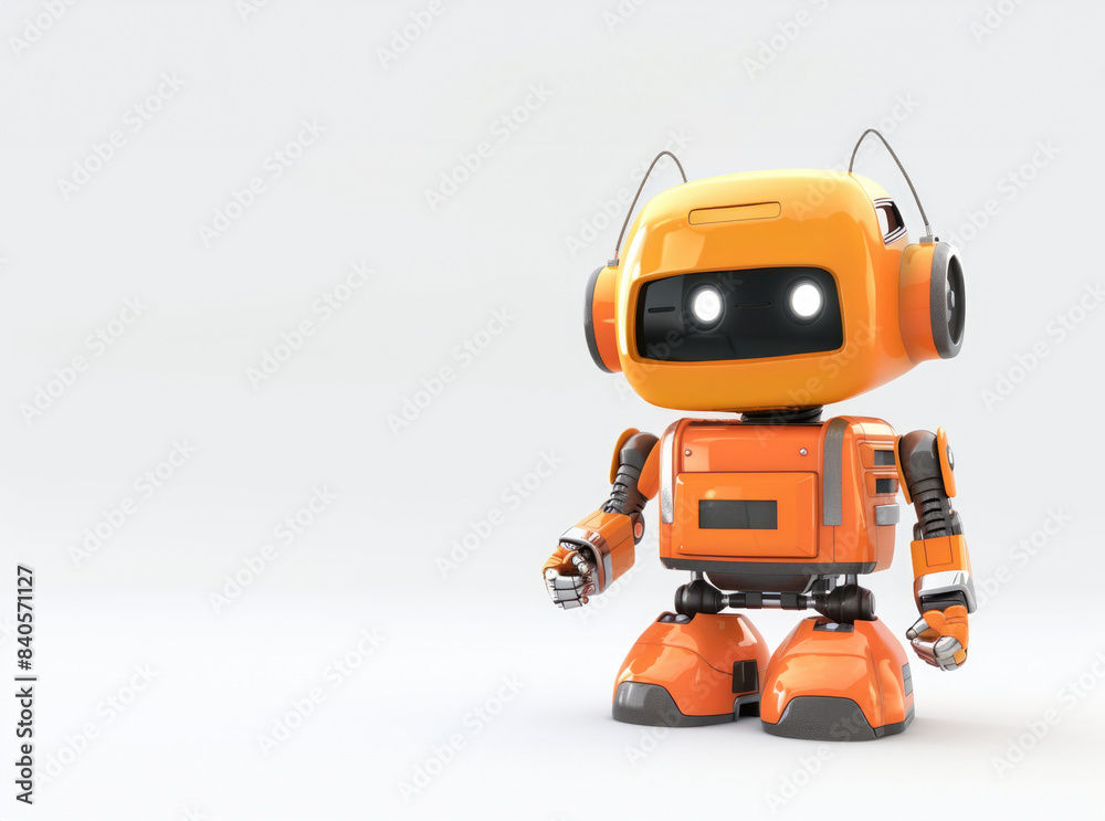 a 3D rendering of a friendly robot. a 3D rendering of a friendly robot.