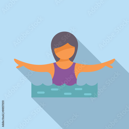 Flat vector of a woman engaged in an aqua fitness workout session