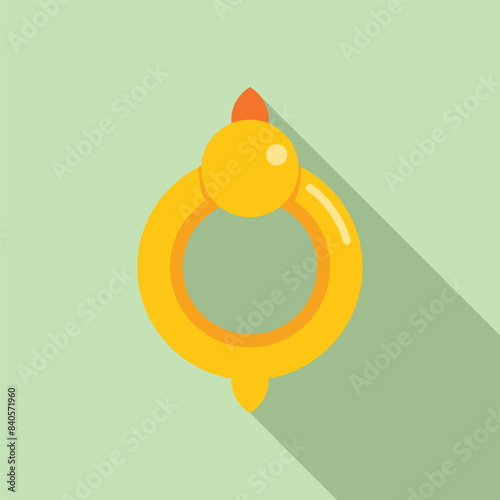 Simplified flat design illustration of a classic yellow rubber duck toy with a shadow