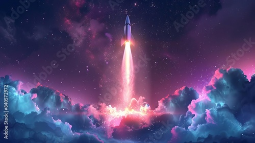 rocket launch takeoff boost symbol aerospace technology ai generated illustration photo