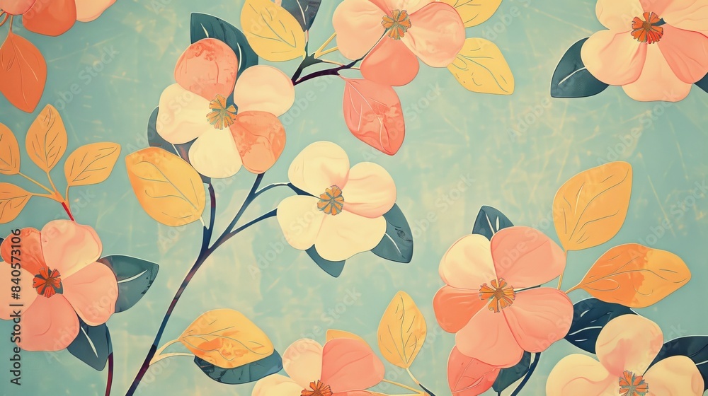 Fototapeta premium retro-themed background with vintage patterns and pastel colors.