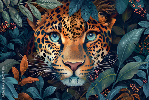 Beautiful Leopard Colorful Illustration. Intricate Details  Children s Book Illustration Style. Created with Generative AI