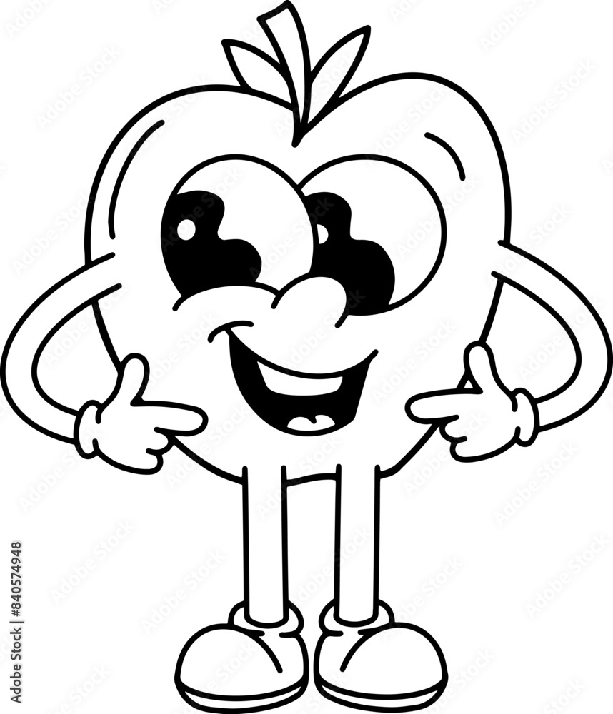 Fototapeta premium apple vintage character outline 20