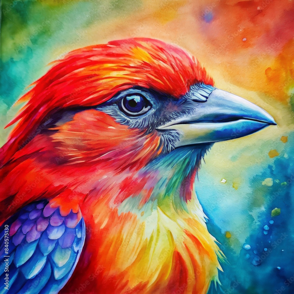 Obraz premium Vibrant portrait of a colorful parrot with striking feathers.