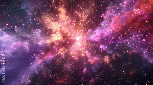 Vibrant 3D Fireworks Explosion Filling the Night Sky with Radiant Hues