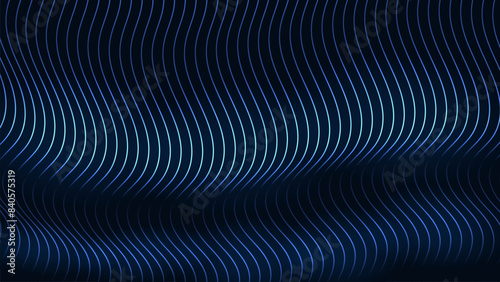 Abstract 3D futuristic cyber technology with gradient lines pattern dark blue background