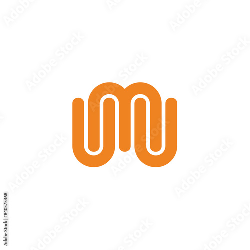 letter mu curves linked geometric logo vector