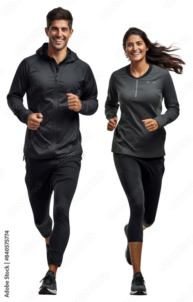 PNG Man and woman jogging running sports PNG Man and woman jogging running sports