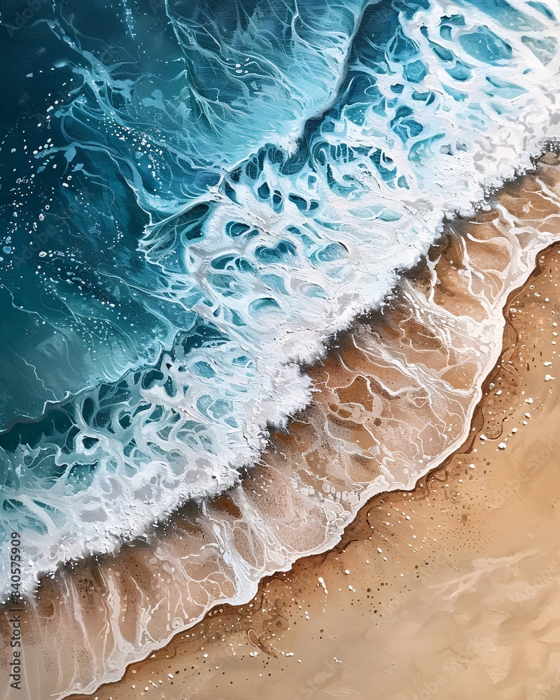 Naklejka premium Top view of painting the beach.