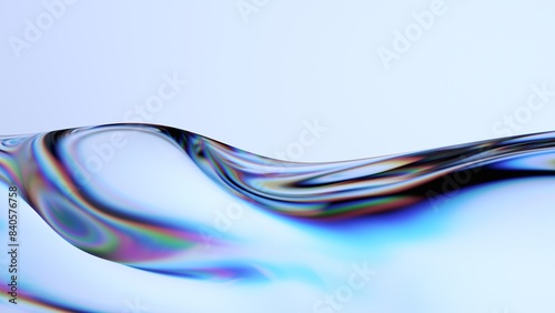 Tableau sur toile Abstract background design, wavy iridescent shape, 3d render
