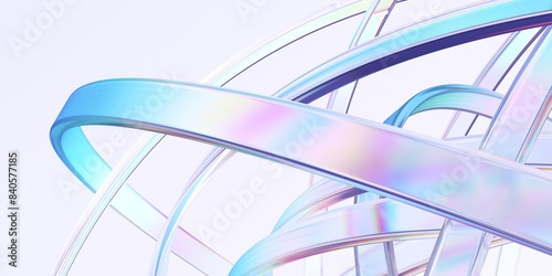 Fototapeta Naklejka Na Ścianę i Meble -  Abstract rounded lines on light background, 3d render