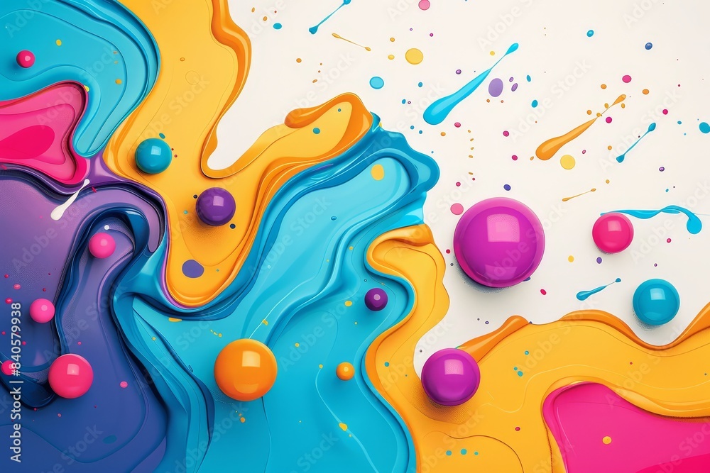 Illustration of colorful paint drops flat design top view festival theme cartoon drawing vivid focus on whimsical blend mode plain background Illustration of colorful paint drops flat design top view festival theme cartoon drawing vivid focus on whimsical blend mode plain background