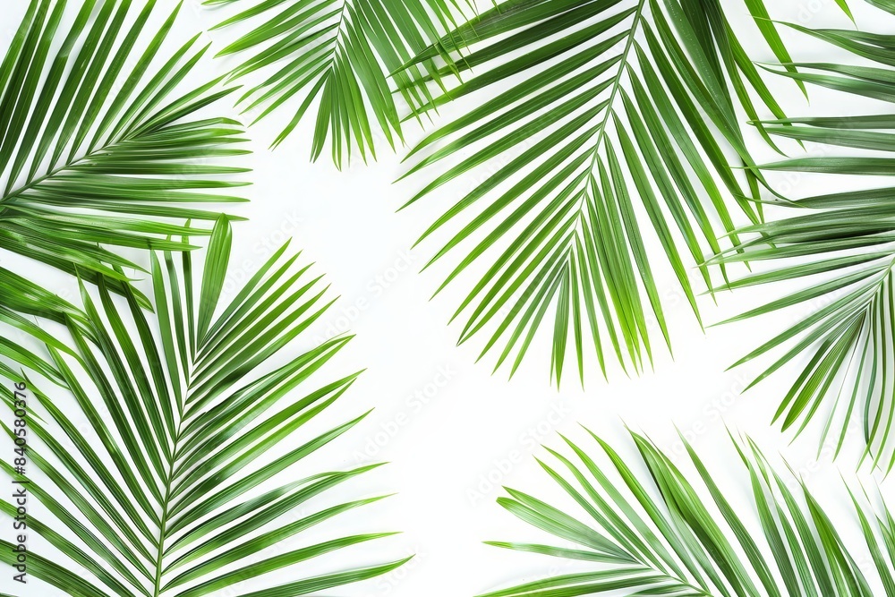 Minimalist design of palm leaf pattern on white background, vibrant and elegant Ideal for modern and tropical themes
