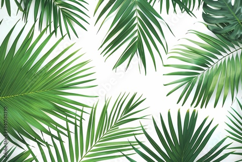 Minimalist design of palm leaf pattern on white background  vibrant and elegant Ideal for modern and tropical themes