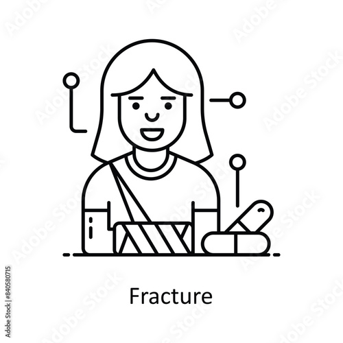 Fracture vector outline icon style illustration. Symbol on White background EPS 10 File