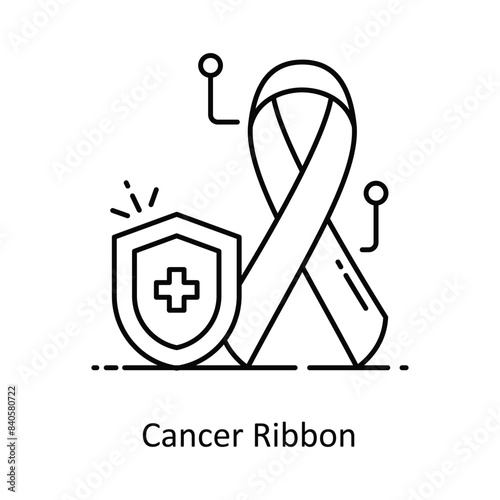 Cancer Ribbon vector outline icon style illustration. Symbol on White background EPS 10 File