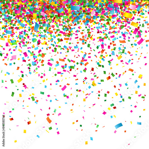 rainbow color confetti falling down, png. create birthday and party decoration concept isolated on white background, flat design, png