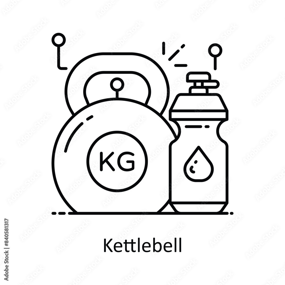 Kettle bell vector outline icon style illustration. Symbol on White background EPS 10 File Kettle bell vector outline icon style illustration. Symbol on White background EPS 10 File
