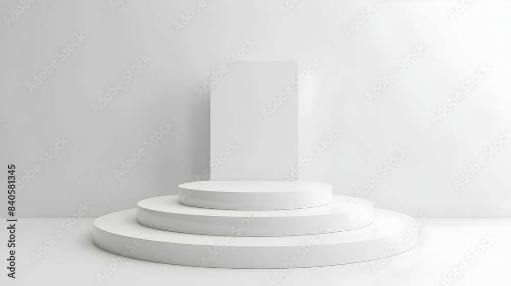 Empty White Podium Platform for Showcase of Achievements and Victories