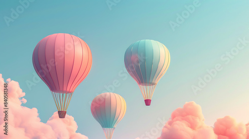 hot air balloon in the sky, colorful balloons flying, adventure in the clouds, travel and freedom, vector illustration with hot air balloons, vibrant journey in the air