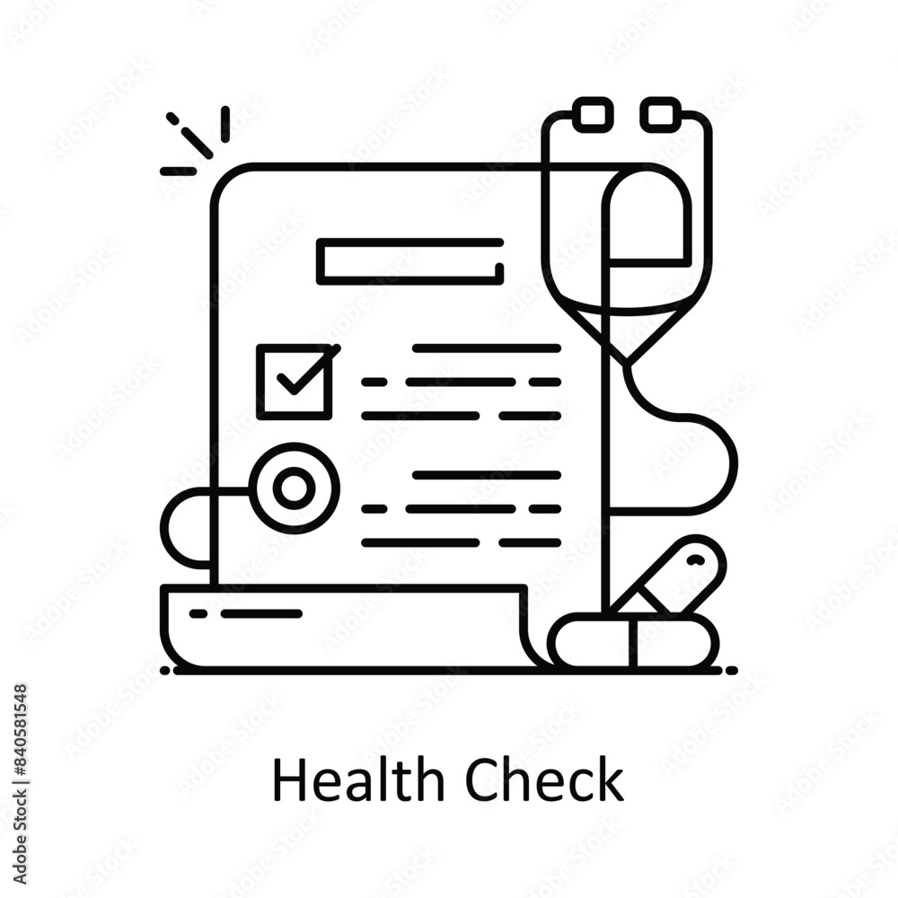 Health Check vector outline icon style illustration. Symbol on White background EPS 10 File Health Check vector outline icon style illustration. Symbol on White background EPS 10 File
