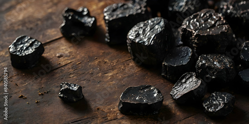 a table scattered with shilajit pieces