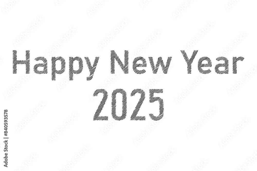 Happy New Year 2025. Hand drawn sketched picture with scribble fill. Black ink. Doodle on white background Happy New Year 2025. Hand drawn sketched picture with scribble fill. Black ink. Doodle on white background
