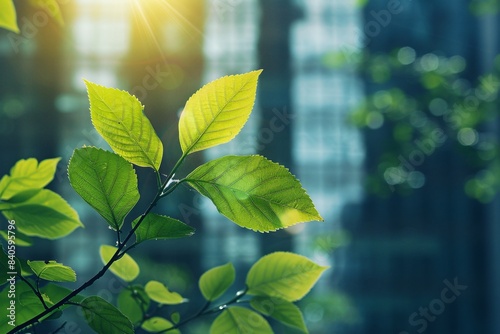 Sunlight filtering through tree leaves photo