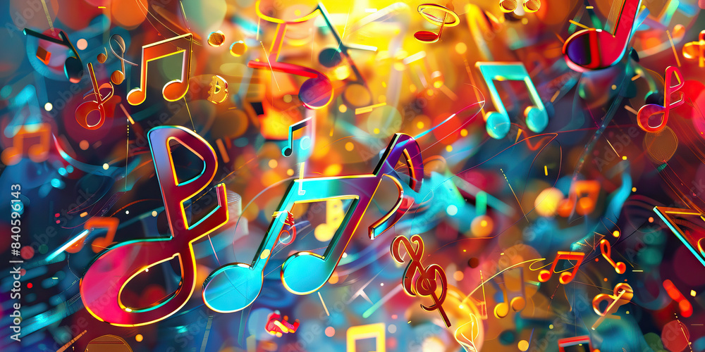 Obraz premium Price Slash Symphony: Abstract musical composition with notes and instruments symbolizing discounts and savings