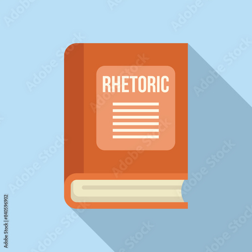 Flat design vector of an orange rhetoric book with shadow, ideal for educational concepts