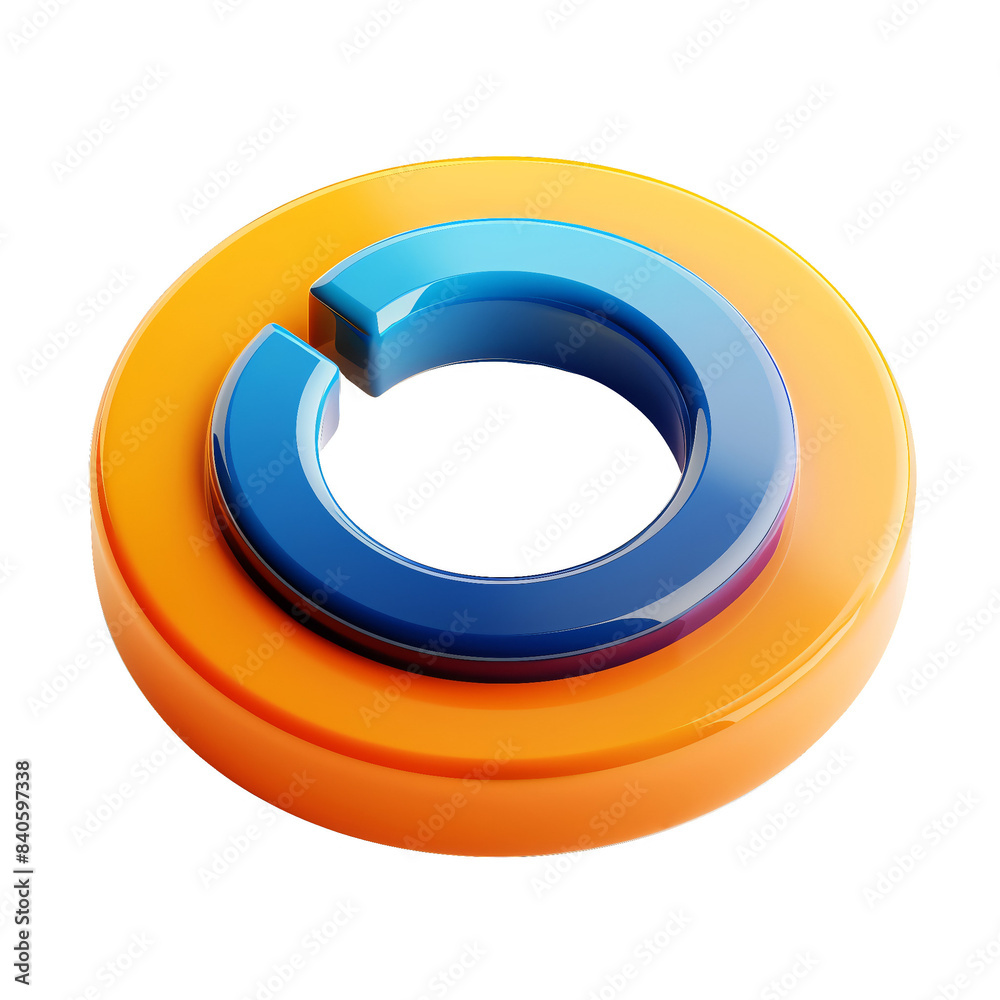 3D circular logo with an orange outer ring and a blue inner ring, isolated on a white background. 3D circular logo with an orange outer ring and a blue inner ring, isolated on a white background.