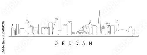 Saudi Arabia jaddah skyline. This illustration represents the country with its most notable buildings. Vector 
