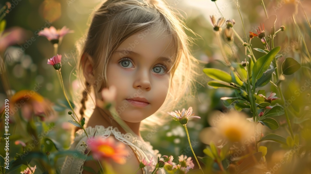 girl surrounded by flowers and plants in the garden generative ai girl surrounded by flowers and plants in the garden generative ai