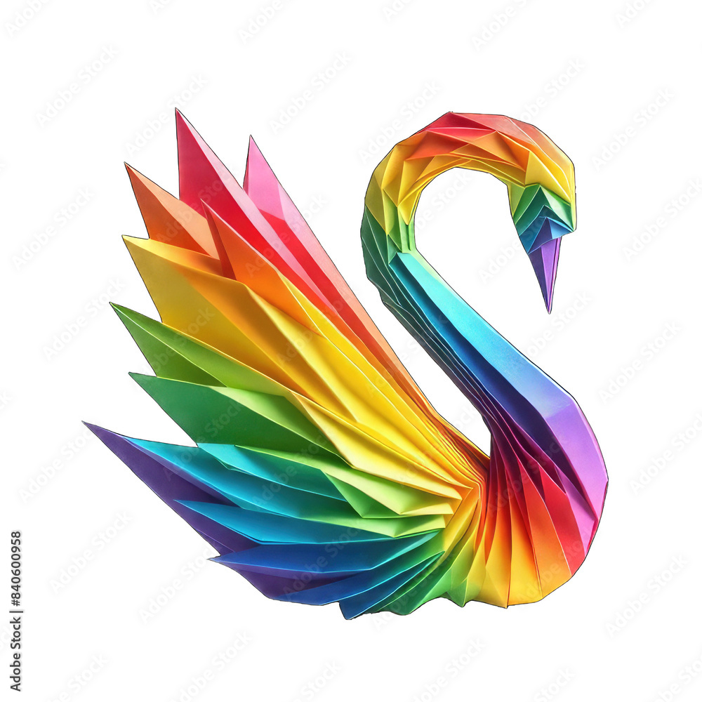 Generative AI Cool Rainbow Animal Swans Origami, Swan origami, Cool ...