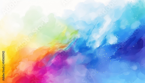 A colorful painting of a rainbow with a rainbow flag in the middle photo